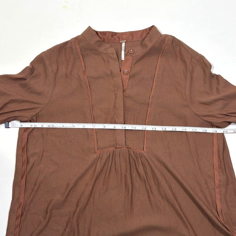 Free People Free Bird Striped Pullover Long Sleeve Blouse Rust Mauve - Small - Picture 7 of 7